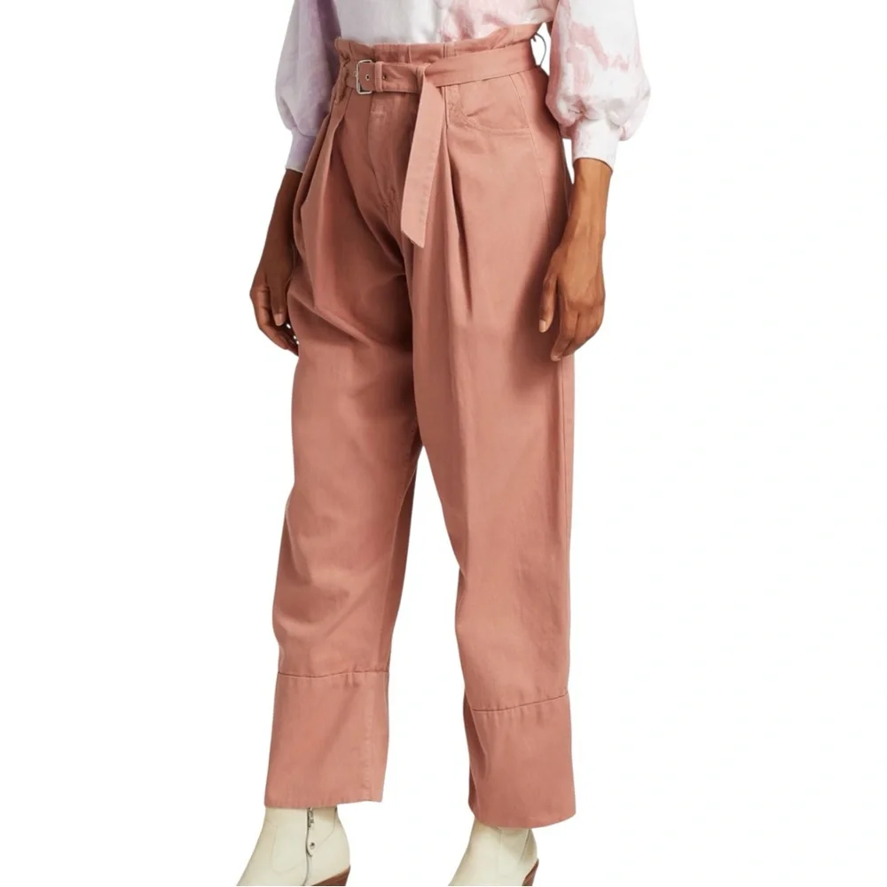 Rachel Comey Irolo Paperbag Dusty Rose Belted High Rise Poplin Pants 6 - Picture 2 of 10